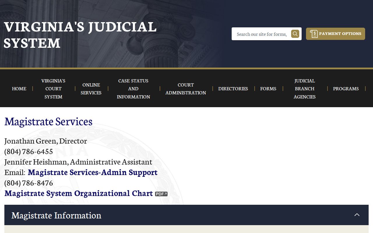 Stafford County arrest warrant and 24-hour Magistrate Services information