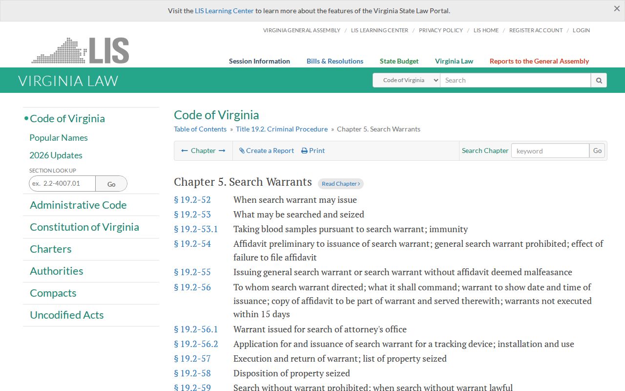 Stafford County warrant search access under Virginia search-warrant law