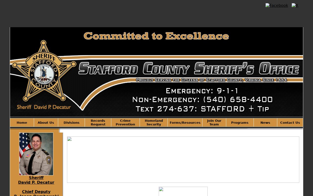 Stafford County Sheriff Court Services and warrant process page